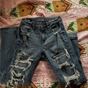 American Eagle Outfitters Ripped Dark Blue Boyfriend Jeans